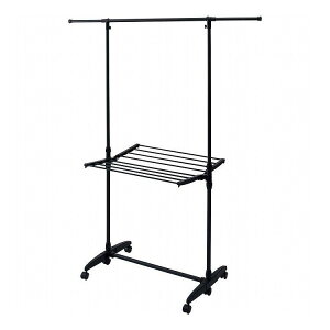 天馬 伸縮室内物干しH型PSBK−06 BK ブラック 洗濯用品 室内干し キャスター付 タオルハンガー付 折りたたみ可能 省スペース シンプル