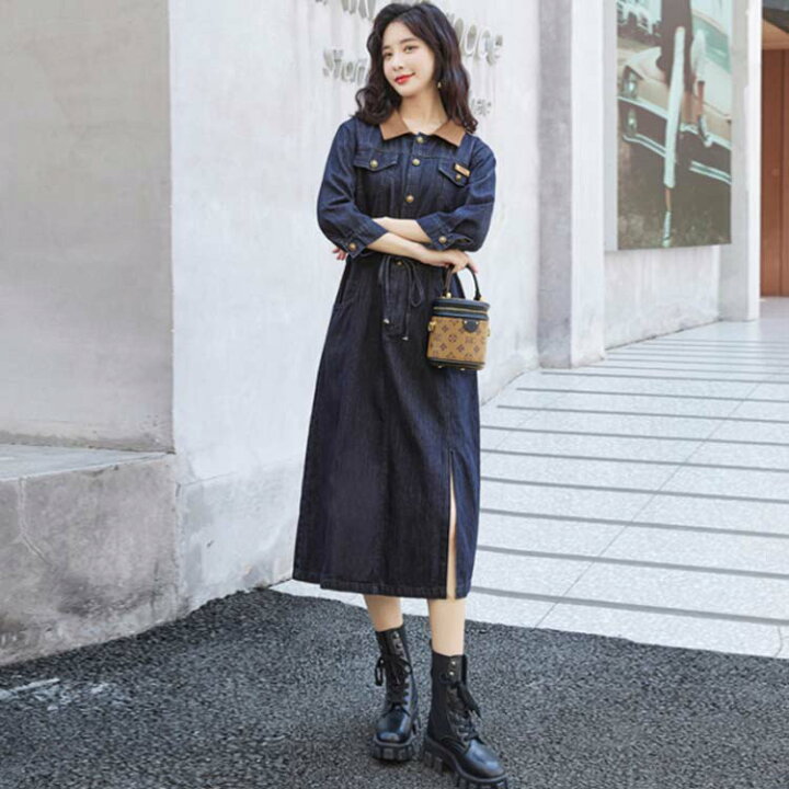 楽天市場】デニム ワンピース ロング ワンピース レディース デニム  