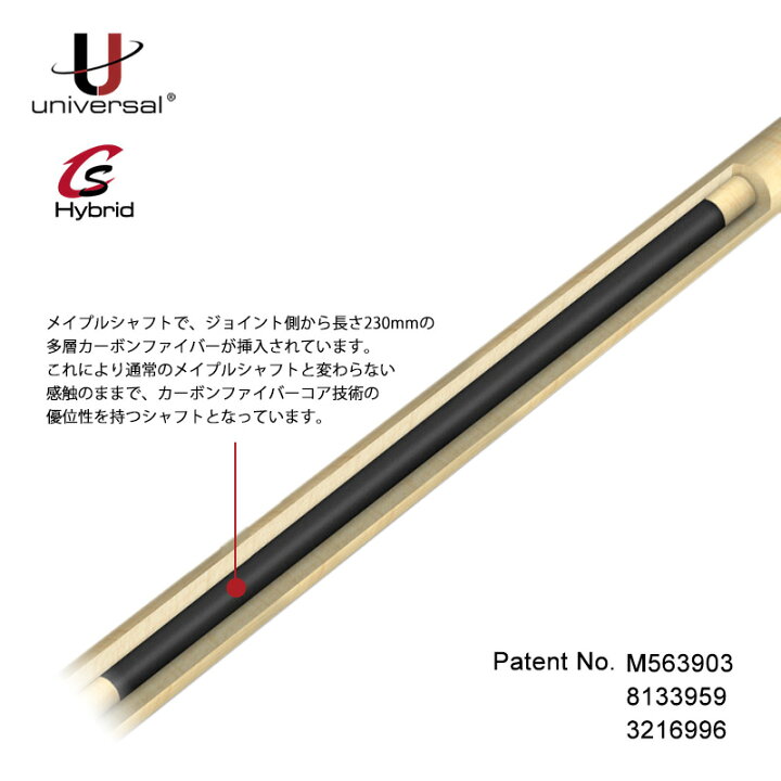 楽天市場】ビリヤード シャフト ユニバーサル CS Hybrid shaft 5/16-18 