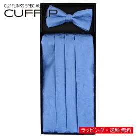 カマーバンド 蝶ネクタイ ブルー ペイズリーアクセサリー メンズジュエリー ジュエリーギフト プレゼント お祝い 結婚式 礼服 結婚式 冠婚葬祭 ビジネス スーツ メンズ 男性 彼氏 夫 新生活 父の日 バレンタイン正礼装 準礼装 タキシード ファンシータキシード