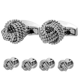 【TATEOSSIAN】ケーブルノットカフス スタッズセット | TATEOSSIAN タテオシアン ACCESSORY スタッズ タキシード フォーマル アクセサリー シルバー スーツ カフス ノット アクセサリー メンズ 正装 送料無料
