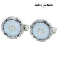 【mila schon】ウォッチライクフレームシェルカフス ホワイトカフス ボタン カフスボタン 可愛い 結婚式 …