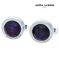 【mila schon】ラウンドシングルロゴカフス パープルカフス ボタン カフスボタン 可愛い 結婚式 プレゼン…