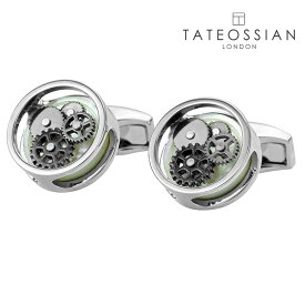 【TATEOSSIAN】【WEB限定】ギアシェルラウンドカフス ホワイトカフス ボタン カフスボタン 可愛い 結婚式 プレゼント 就職祝い 葬式 シンプル アクセサリー メンズ フォーマル 男性 礼服 喪服 tateossian タテオシアン 白蝶貝 カフスギャラリー限定