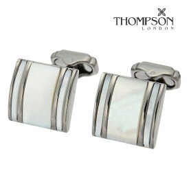 【THOMPSON】スクエアシェルカフス ホワイトカフス ボタン カフスボタン 可愛い 結婚式 プレゼント 就職祝い 葬式 シンプル アクセサリー メンズ フォーマル 男性 礼服 喪服 THOMPSON トンプソン 白蝶貝