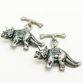 トリケラトプスと骨 カフス カフスボタン カフリンクス cufflinks cuffs メンズ 男性 ユニーク おもしろ 面白 面白い 動物 植物シリーズ スーツアクセサリー専門店 父の日 ギフトにも 誕生日 プレゼント プチギフト おしゃれ カフスマニア