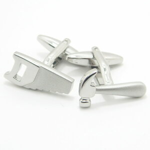 日曜大工のパパにノコギリとハンマー カフス カフスボタン カフリンクス cufflinks cuffs メンズ 男性 結婚式 ユニーク おもしろ 面白 面白い スーツアクセサリー専門店 父の日 ギフトにも ブラ
