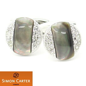 カフス サイモンカーター 英国 ブランド SIMON CARTER ASTORIA MOP スワロフスキー グレー カフス カフスボタン カフリンクス cufflinks cuffs メンズ 男性 カフス おしゃれ プレゼント 誕生日 贈り物 パーティー 結婚式 スーツアクセサリー専門店 カフスマニア