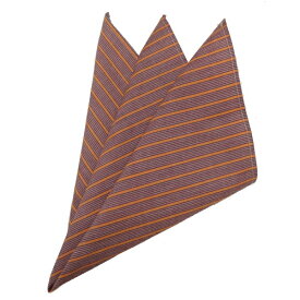 ポケットチーフ 高級 オーダーシャツ 生地 ポケットチーフ オレンジ×ブラウンストライプ柄ポケットスクウェアスーツ用 チーフ カフスマニア