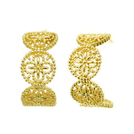 K18ピアス flower lace ピアス 18金 18k フープピアス 地金 レディース ジュエリー　アクセサリー　おしゃれ ミル打ち ニッケルフリー 金属アレルギー ノンアレルギー