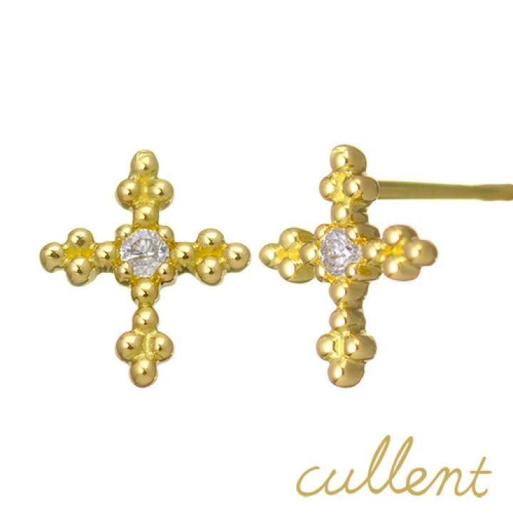 楽天市場】K18 ダイヤモンド ピアス tender cross ピアス K18 18金 18k