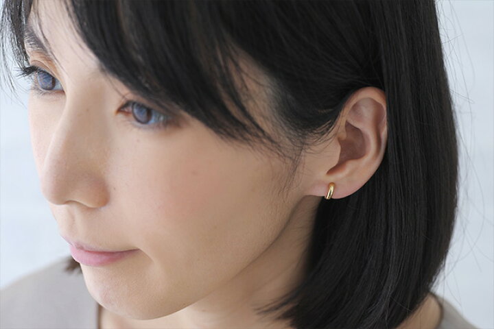 楽天市場】K18 K14WG コンビ フープイヤリング smooth ピアリング 正規  