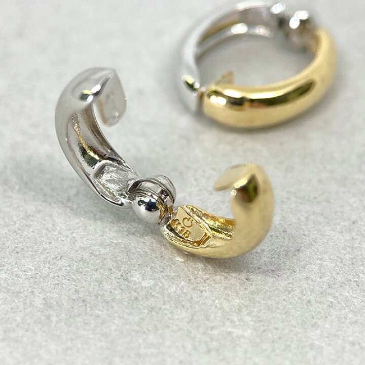 楽天市場】K18 K14WG コンビ フープイヤリング smooth ピアリング 正規  