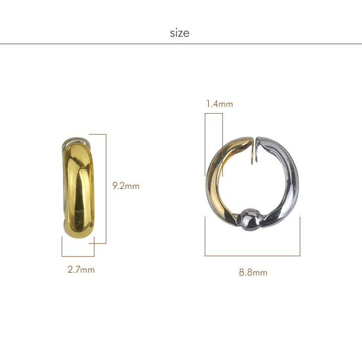 楽天市場】K18 K14WG コンビ フープイヤリング smooth ピアリング 正規  