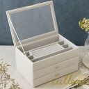 ジュエリーボックス ジュエルケースL ジュエリー アクセサリー 収納 大容量 ジュエリーケース アクセサリーボックス アクセサリーケース 引き出し 仕切り モノトーン シンプル 北欧 おしゃれ 可愛い グレー 白 ホワイト アンティーク