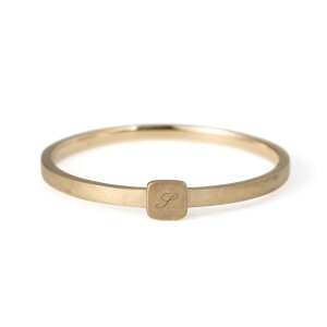 【刻印】 K18 イニシャルリング lettering petit 18金 18k 艶消し マット 指輪 印台 名入れ 地金 石なし イニシャル ピンクゴールド ゴールド 刻印 メッセージ 文字