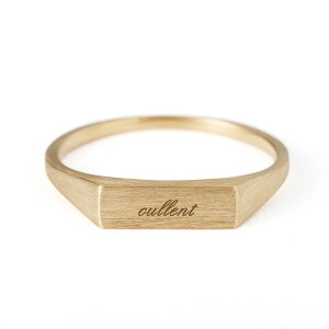 【刻印】 K18 メッセージリング lettering rectangle 18金 18k リング 艶消し マット 指輪 石なし 地金 名入れ イニシャル ピンクゴールド ゴールド 刻印 印台 メッセージ 文字
