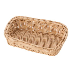 樹脂アメニティバスケット 角長 アイボリー 中 ZAM-01[関連:萬洋 WashLine 業務用 洗えるバスケット 樹脂製 食器洗浄機対応 籐かご 盛りかご パン フルーツ アメニティ− 小物入れ ホテル