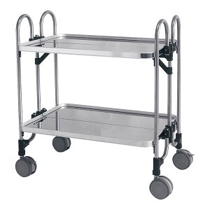 アボジワゴン 2段 折りたたみ式 KEAM-2 HAB-09【メーカー直送品】【代引不可】[関連:トクヤマ 業務用 日本製 ステンレス製 キッチンワゴン 配膳車 サービスカート バッシングカート 2段