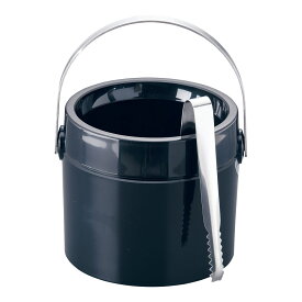 T型　プラスチック　二重　アイスペール　トング付　ブラック　1.3L　PAI-C1[関連：サントリー 業務用 バー用品 旅館 客室備品 ホテル ラウンジ スナック 水割り 保冷 アイスペール 氷入れ バケツ]
