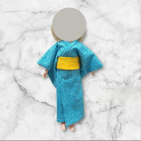 1/6ドール用 浴衣 二点セット 水色 花柄 黄色 帯 夏祭り 和装 着せ替え アウトフィット 人形用 ハンドメイド 涼しげ 可愛い 和風 お祭り 花火 夏コーデ