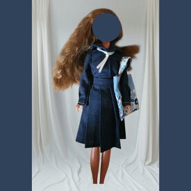 27cmドール用アウトフィットセット セーラー服とトートバッグ 紺色 冬服