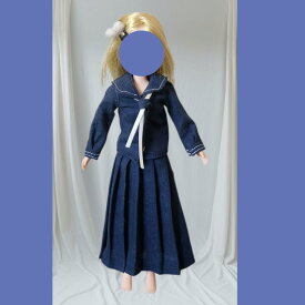 22cmドール用アウトフィットセット セーラー服 スケバン風 ロングスカート 紺 ネイビー 22センチドール オビツ22対応 ピュアニーモ対応 ブライス対応 ドール服 人形服 1/6ドール 着せ替え ドール衣装 リアルクローズ ドール撮影 コレクション かわいい ハンドメイド