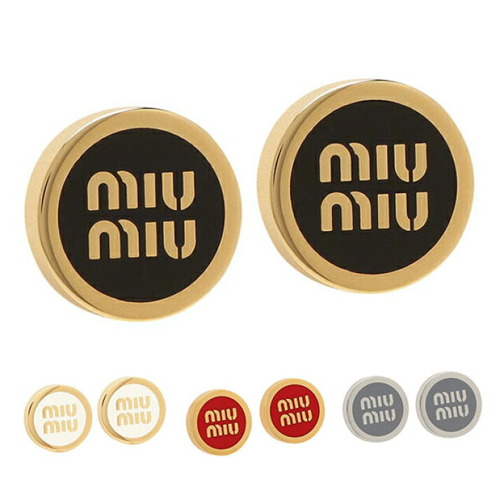 楽天市場】MIU MIU ミュウミュウ ピアス エナメルメタルピアス ロゴ 
