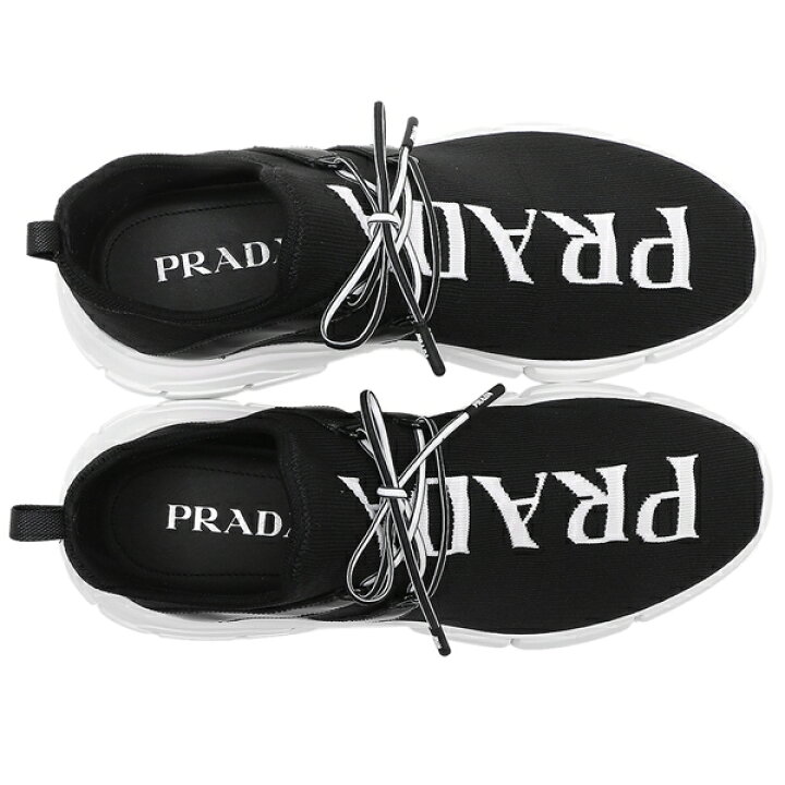 楽天市場 プラダ スニーカー 靴 ニットスニーカー ロゴ ブラック ホワイト メンズ Prada 4e3492 3ld8 F0967 返品ok Axes アクセス 楽天市場店