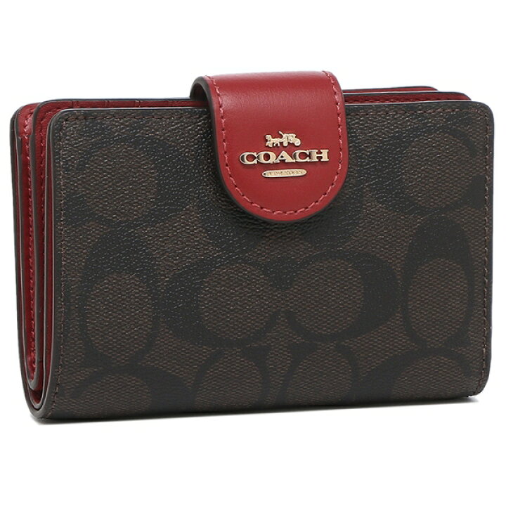 楽天市場 コーチ 財布 二つ折り財布 シグネチャー ブラウン レッド レディース アウトレット Coach C00 Imrvq 返品ok Axes アクセス 楽天市場店