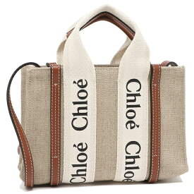 CHLOE クロエ トートバッグ ショルダーバッグ WOODY ウッディ レディース ロゴ BEIGE ベージュ キャンバス CHC22AP237I26 90Z