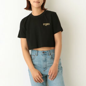 【P10倍 4/20 20時～4/21 9時】フェンディ Tシャツ トップス クロップド丈 ロゴ ブラック レディース FENDI FS7901 AKS3 F0GME