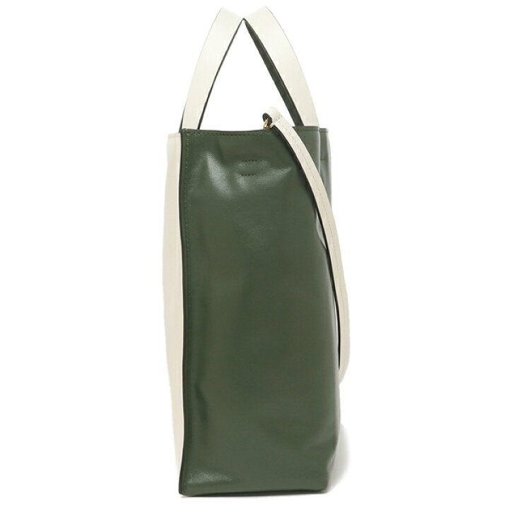 MARNI レザー トートバッグ ホワイト/グリーン
