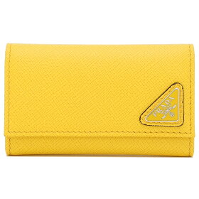 【P10倍 6/15 10時～6/17 10時】プラダ キーケース サフィアーノ トライアングルロゴ イエロー メンズ PRADA 2PG222 QHH F0377