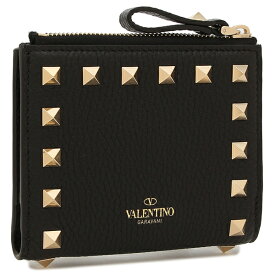 【P10倍 4/20 20時～4/21 9時】ヴァレンティノ 二つ折り財布 ロックスタッズ ミニ財布 レディース VALENTINO GARAVANI 3W2P0W06 VSH ROCKSTUD FLAP FRENCH WALLET