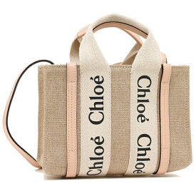 CHLOE クロエ トートバッグ ショルダーバッグ WOODY ウッディ レディース ロゴ BEIGE ベージュ キャンバス CHC22AP237I26 90Z