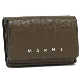 マルニ 三つ折り財布 トリフォールド ミニ財布 ロゴ グリーン マルチカラー メンズ MARNI PFMI0067U1 LV520 ZO739