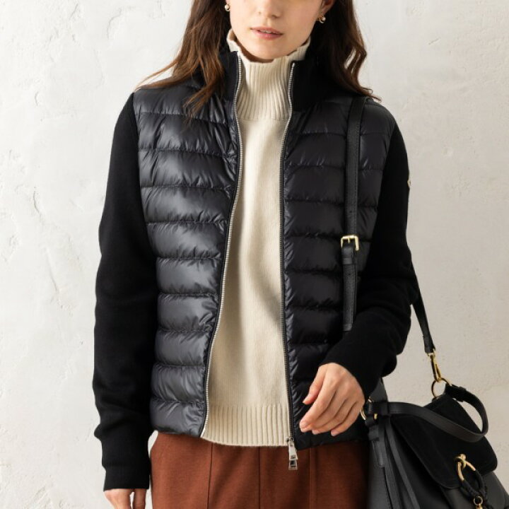 MONCLER モンクレール ニット部分使い スタンドカラー ショートダウン  