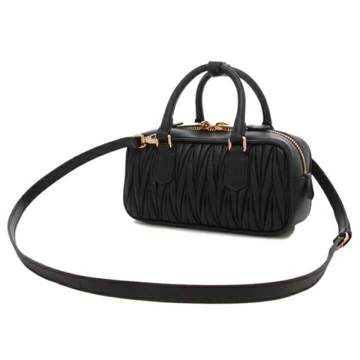miu miu マトラッセハンドバッグ ブラック サテン 【LaGヴィンテージ 