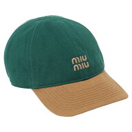 ミュウミュウ キャップ ドリル ベースボールキャップ バイカラー グリーン ブラウン レディース MIU MIU …