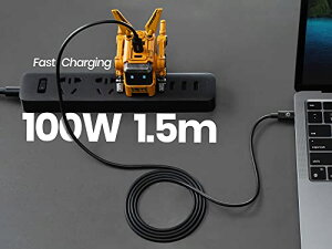 GravaStar USB Type C�P�[�u��100W 5A PD �}���[�dUSB-C to USB-C �P�[�u��1.5m USB PD�Ή� �V���R���f�ލ̗p iPhone 16 / 15 / Galaxy