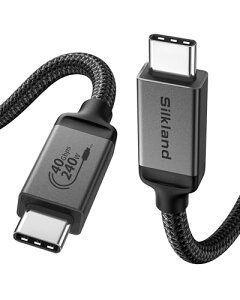 Silkland Thunderbolt 4 �P�[�u���݊� [USB-IF �F��] USB4 �P�[�u�� 40Gbps 1M�AThunderbolt 5 ��USB-C�Ɖ��ʌ݊� PD3.1 240W 48V/5A �}