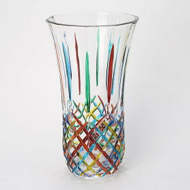 【イタリア製】上品なカットデザインが美しいガラス製フラワーベース ZECCHIN 【OPERA】