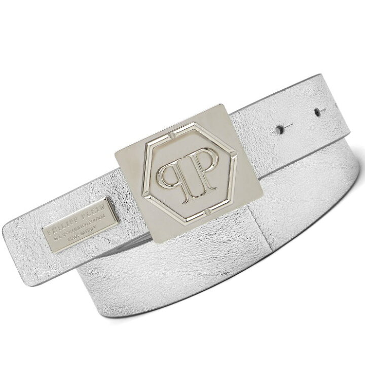 楽天市場】PHILIPP PLEIN フィリップ プレイン レザー ベルト シルバー 