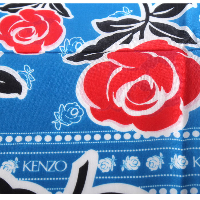 KENZO ケンゾー スカーフ 8EW313 33ピンク 70ブルー バラ薔薇 ストール マフラー バンダナ メンズ レディース ユニセックス  男女兼用 【新品/未使用/正規品】売れ筋 | ＣＵＯＲＥ