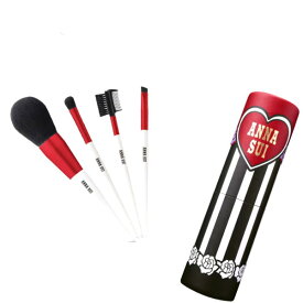 アナ スイ ANNA SUI　ブラシセット4本　ボックス付き ブラッシュ セット 2023 ブラック レッド　ana-gift-brush_set　ノベルティ　非売品　コスメ　化粧　ビューティ　ギフト　プレゼント レディース 【新品/未使用/正規品】