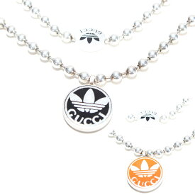 adidas x Gucci アディダス グッチ コラボ 限定 トレフォイル ボールチェーン ネックレス シルバー925 702788　ブラック　オレンジ アクセサリー メンズ レディース ユニセックス【新品/未使用/正規品】売れ筋