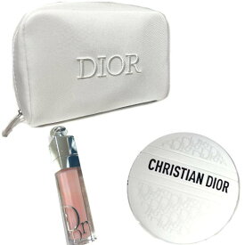 DIOR　ディオール ビューティー オン ザ ゴー セット　ホワイトDIORロゴ ポーチ　限定　アディクト リップ マキシマイザー #001 ピンク ル ボーム50 ml　cd-gift-2024 コスメ ギフト コフレ【売れ筋】