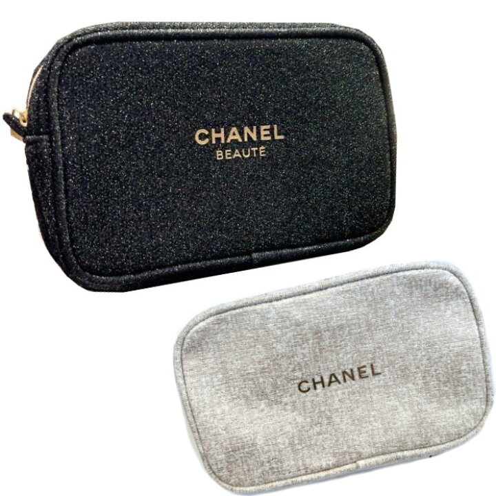 楽天市場】CHANELシャネル 限定 ポーチ ブラックラメ ベージュ 