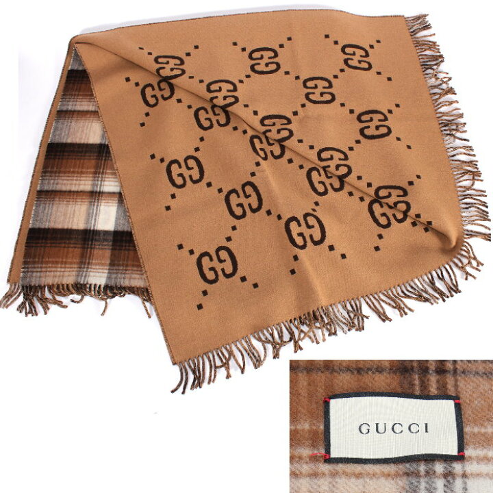 楽天市場】GUCCI グッチ リバーシブル GG＆チェック スロー  